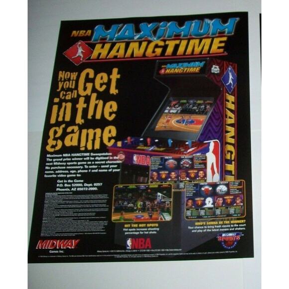 NBA Maximum Hang Time Arcade POSTER Original Basketball Artwork 28 X 22.5 - Picture 4 of 4